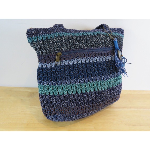 The Sak Handbags - The Sak Casual Classic Styles Crochet Woven Dune Stripe Shoulder Bag Handbag